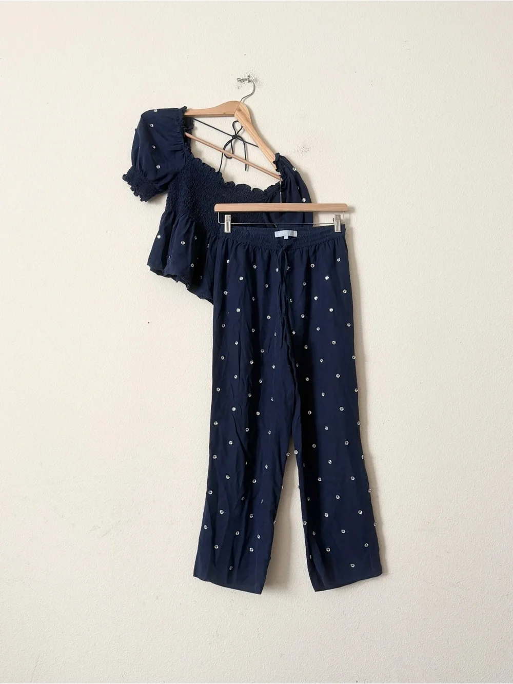 Hill House SMALL Jewel Jammie tank pants set in navy rhinestone